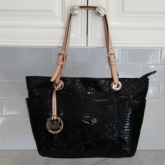 Michael Kors Black Snake East West Tote